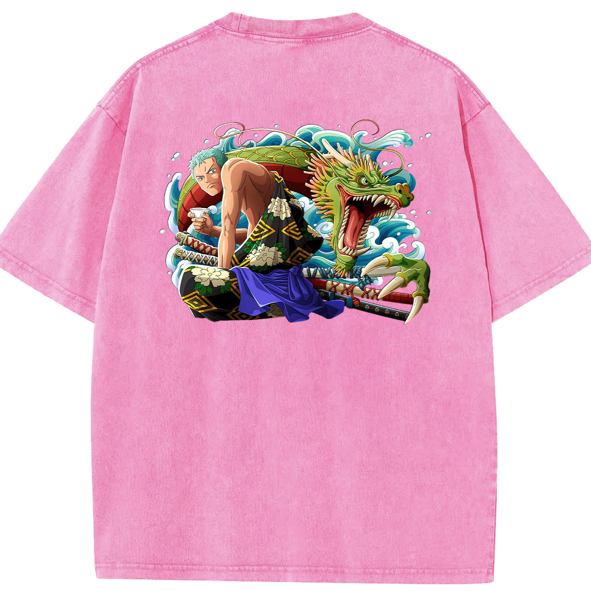 ワンピース ロロノア・ゾロ ONE PIECE Roronoa Zoro 綿100% ヴィンテージ風 半袖Tシャツ（背面プリント）